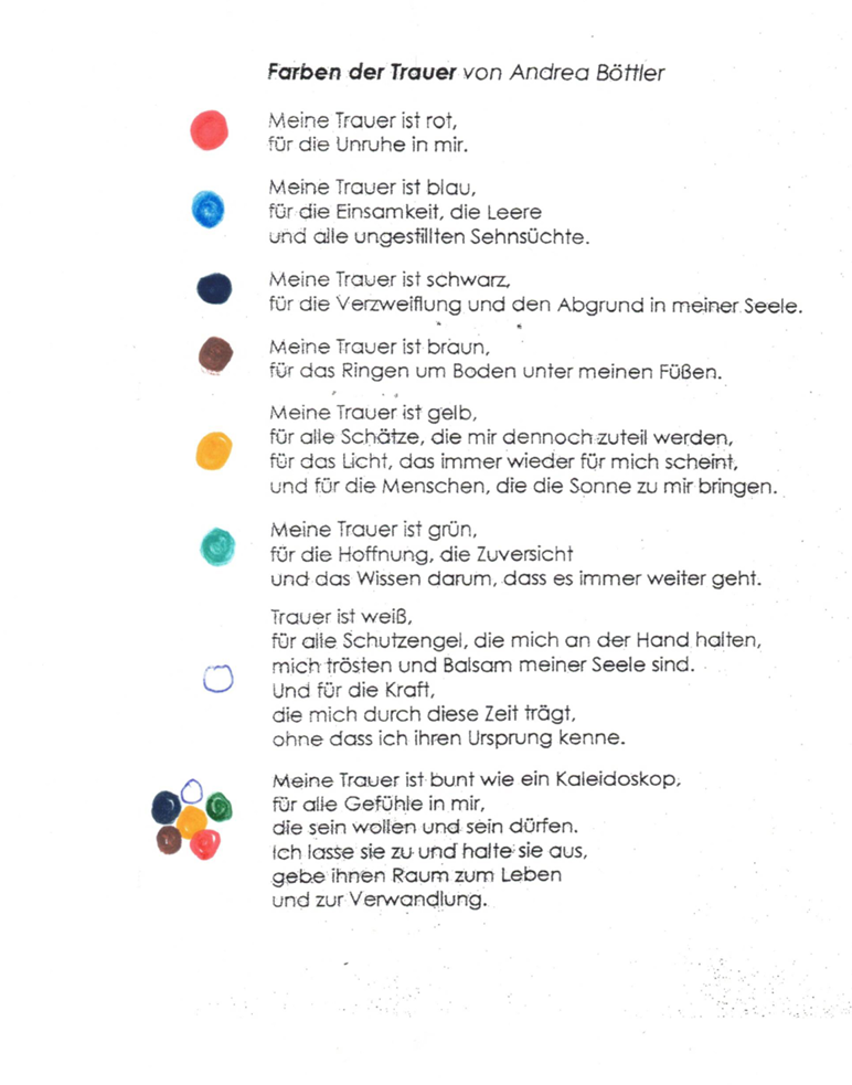 Farben der Trauer - Vorlage